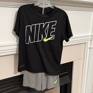 Nike Kids Black Tee with Gray and Yellow Accents